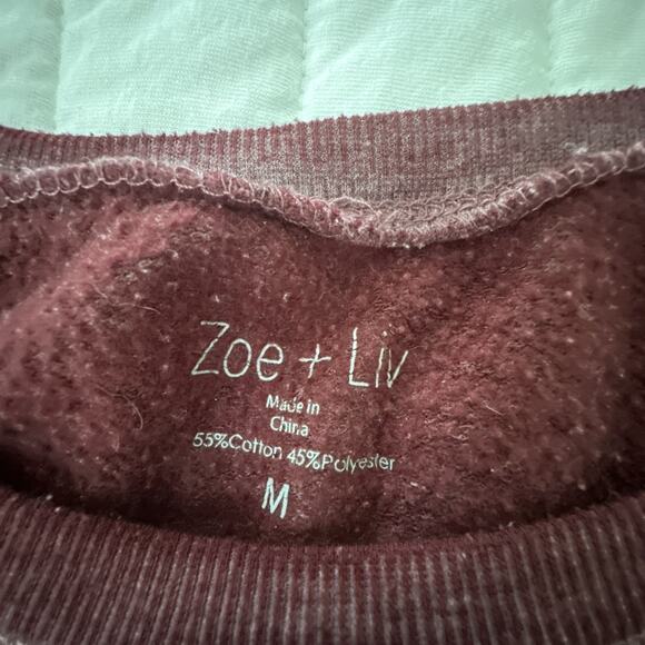 ZOE LIV Womens Sweatshirt Medium Heather Red Tequila Tacos Naps Lightweight - Picture 7 of 9